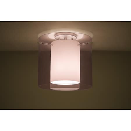Besa Lighting Pahu 12 Ceiling, Trans. Amethyst/Opal, Satin Nickel Finish, 1x100W Incandescent 1KM-A18407-SN